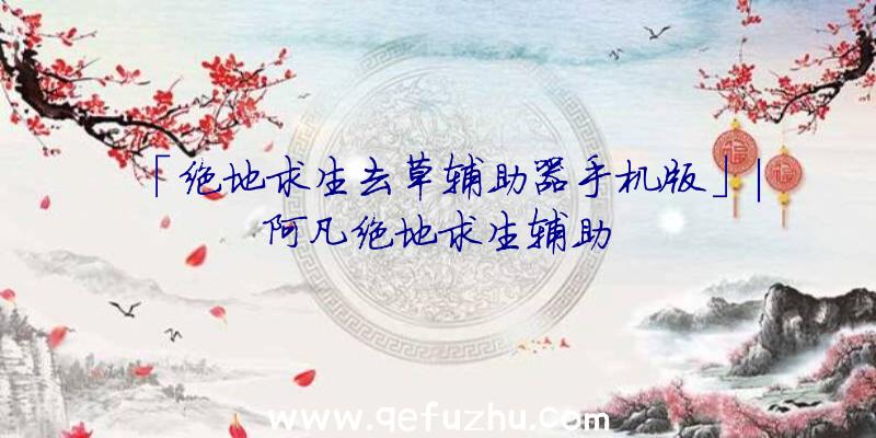 「绝地求生去草辅助器手机版」|阿凡绝地求生辅助